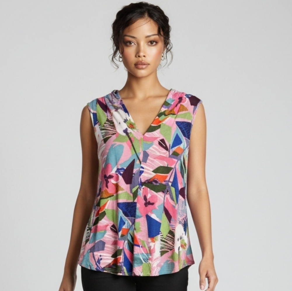 Multicolor Abstract Women Top
